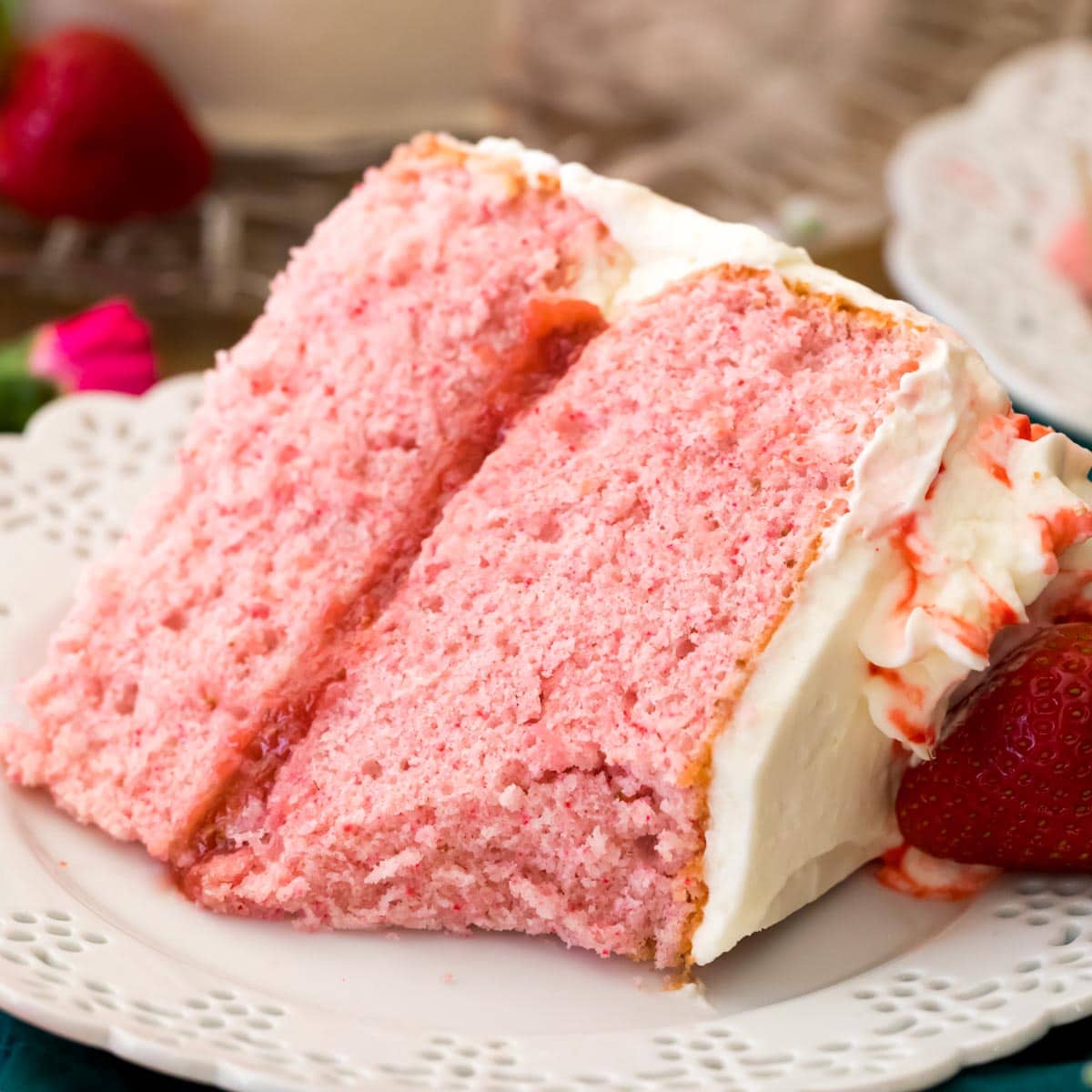 Strawberry Cake W/ Cream Cheese Frosting