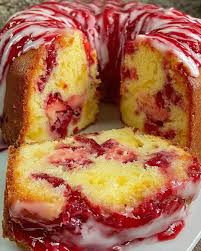 Strawberry Cheesecake Pound Cake W/ Vanilla Cream Cheese Glaze