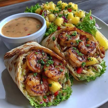 Jamaican Jerk Pineapple Mango Shrimp Wrap