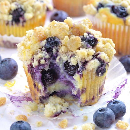 Lemon Blueberry Crumble Muffins