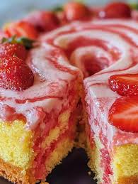 Lemon Strawberry Marble Pound Cake