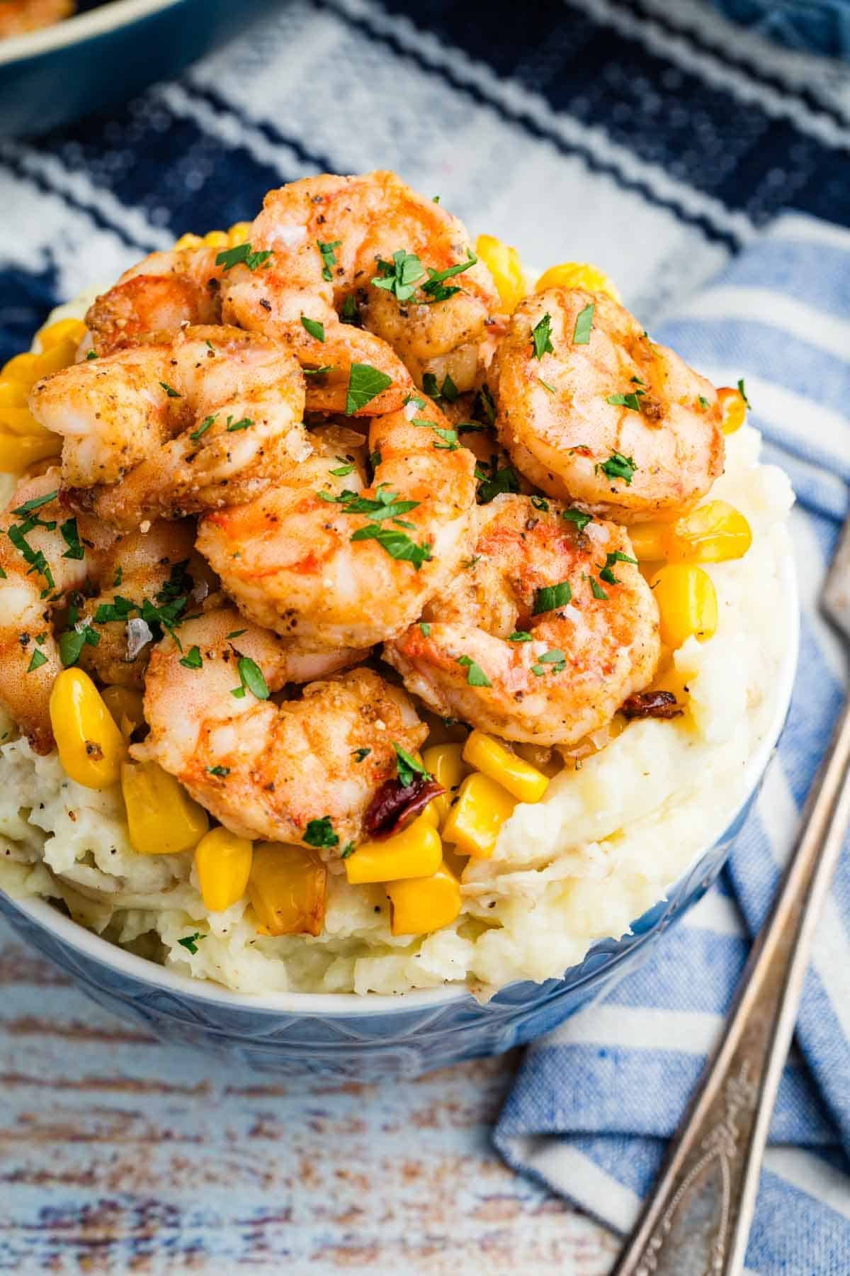 Loaded Shrimp Mashed Potato Bowl