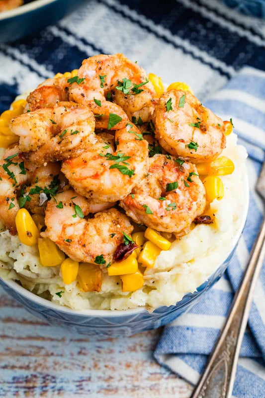 Loaded Shrimp Mashed Potato Bowl