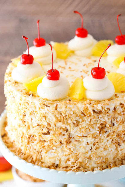 Pineapple Coconut Pina Colada Cake W/ Whipped Cream Frosting (2 Layer) (Catering Size)