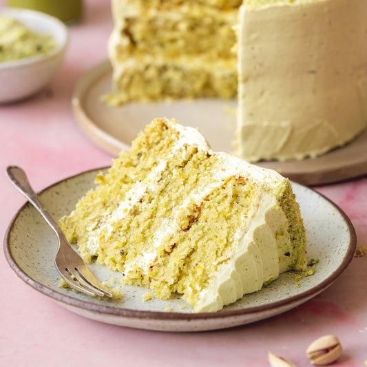 Pistachio Cake W/ Swiss Meringue Buttercream Frosting (2 Layer)