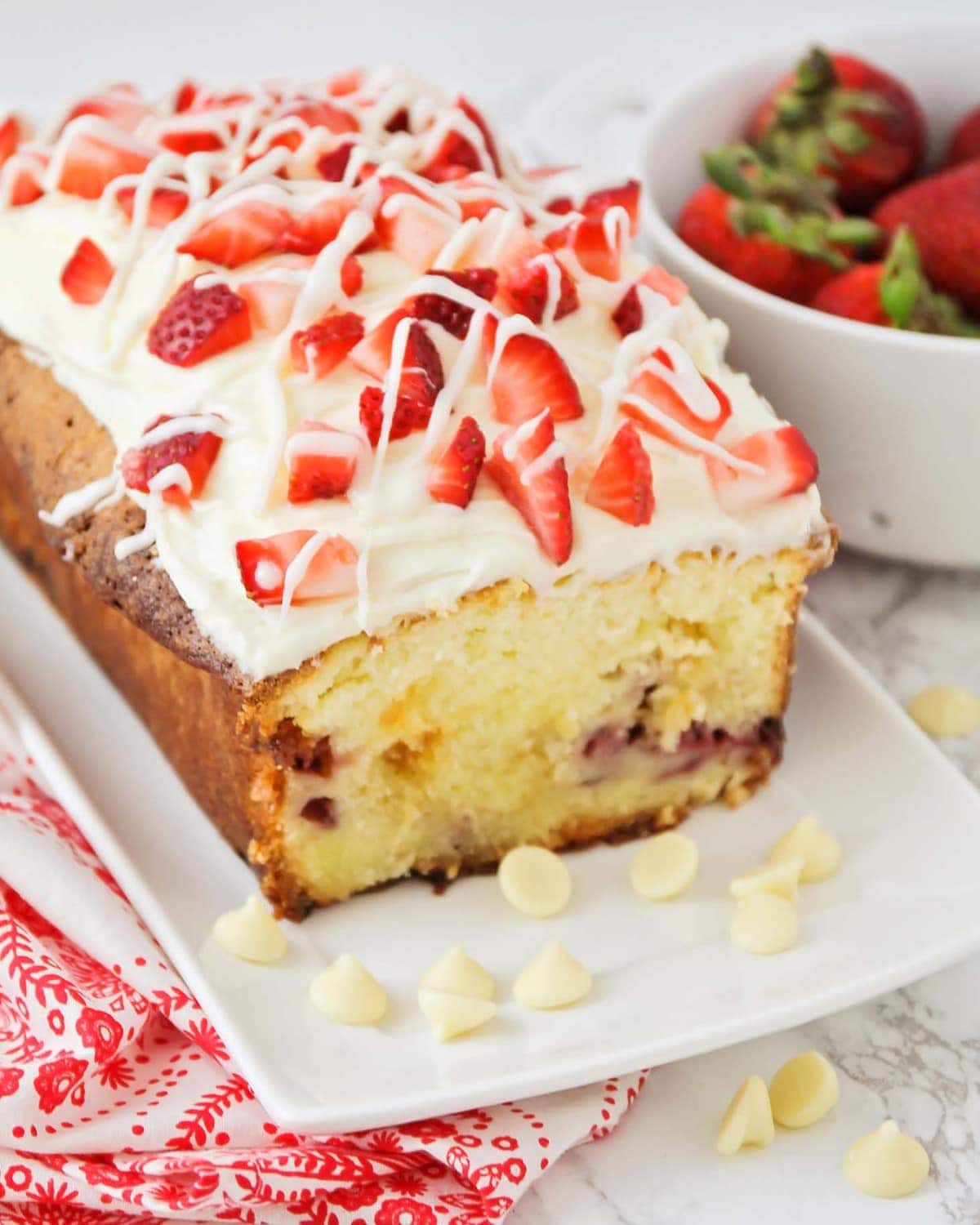 Strawberry Cheesecake Pound Cake W/ Vanilla Cream Cheese Glaze