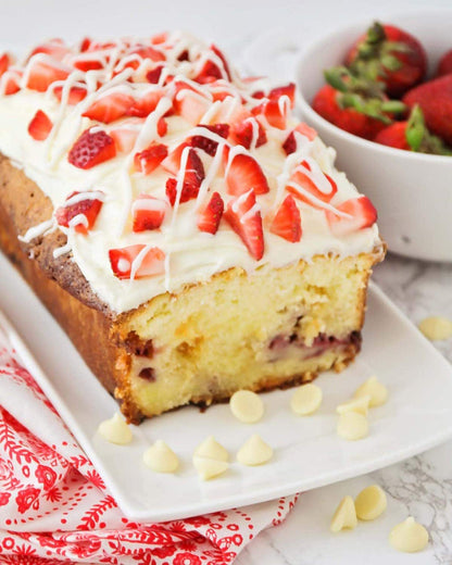 Strawberry Cheesecake Pound Cake W/ Vanilla Cream Cheese Glaze