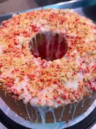 Strawberry Crunch Pound Cake W/ Cream Cheese Glaze