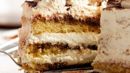 Tiramisu Cake W/ Whipped Mascarpone & Zabaglione Frosting (2 Layer) (Catering Size)