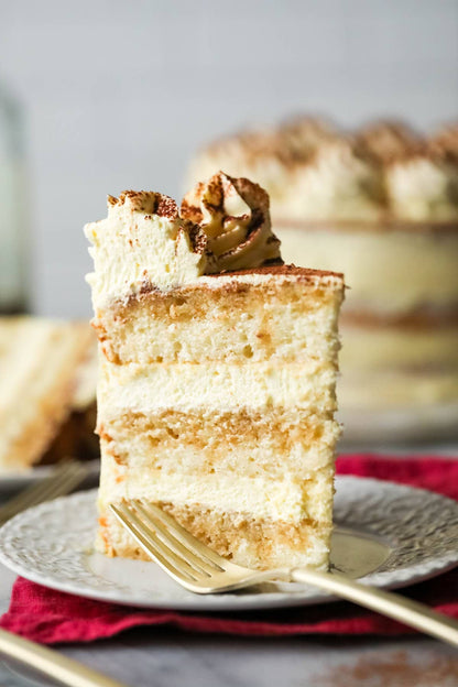 Tiramisu Cake W/ Whipped Mascarpone & Zabaglione Frosting (2 Layer) (Catering Size)