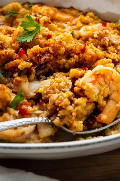 Southern Seafood Cornbread Dressing (Catering Sizes)